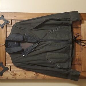 Dolce Vita Cotton Black Green Offset Zipper Moto Shell Jacket Size Medium